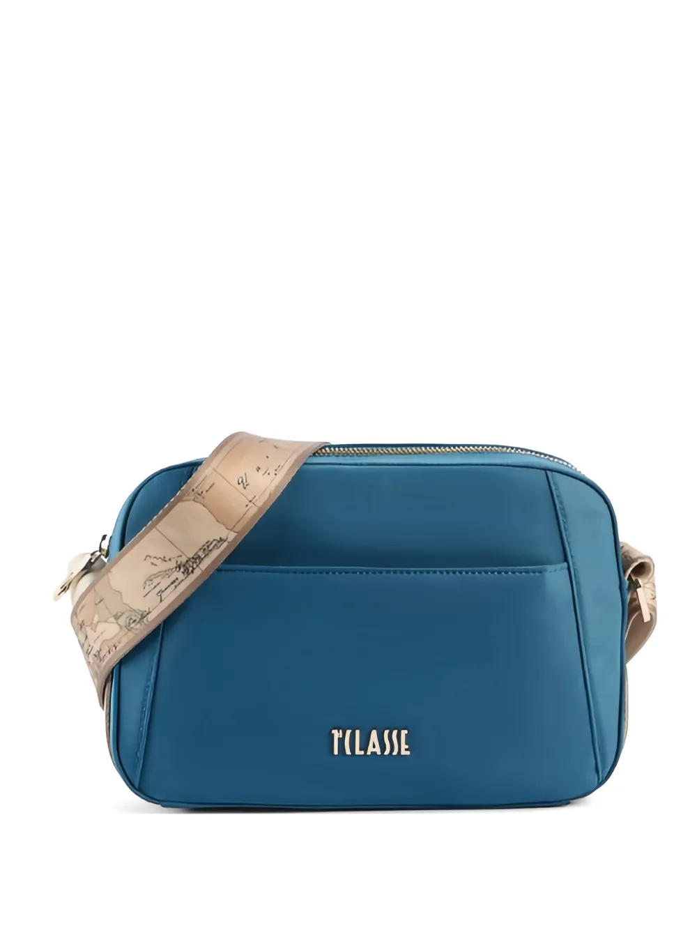 ALVIERO MARTINI 1° CLASSE Breeze logo-plaque map-print shoulder bag - Blu