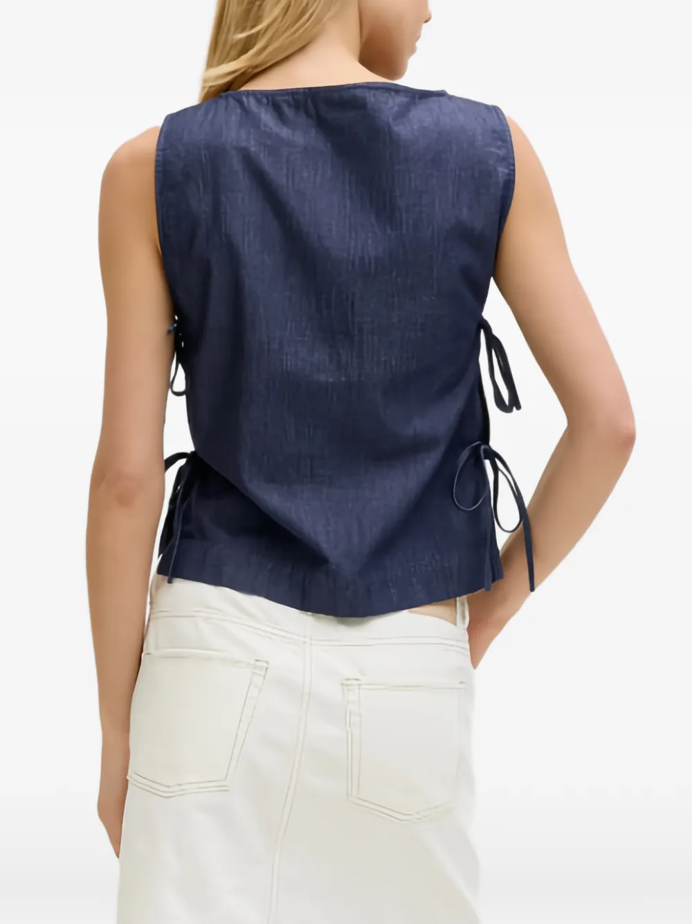 JJXX Mouwloze blouse met gestrikte zijkant Blauw
