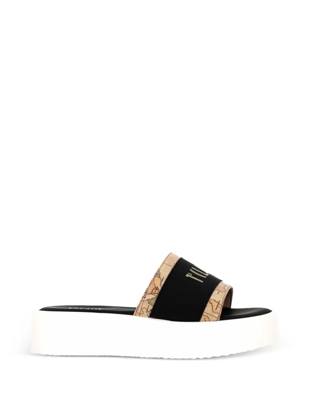 ALVIERO MARTINI 1° CLASSE Geo Map logo-print platform sandals - Nero