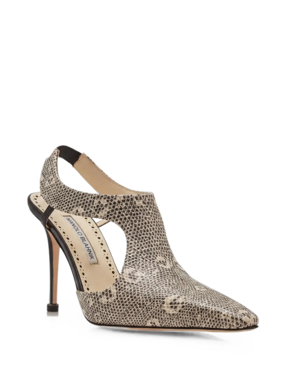 Manolo Blahnik Polignac snakeskin-pattern mules Grijs
