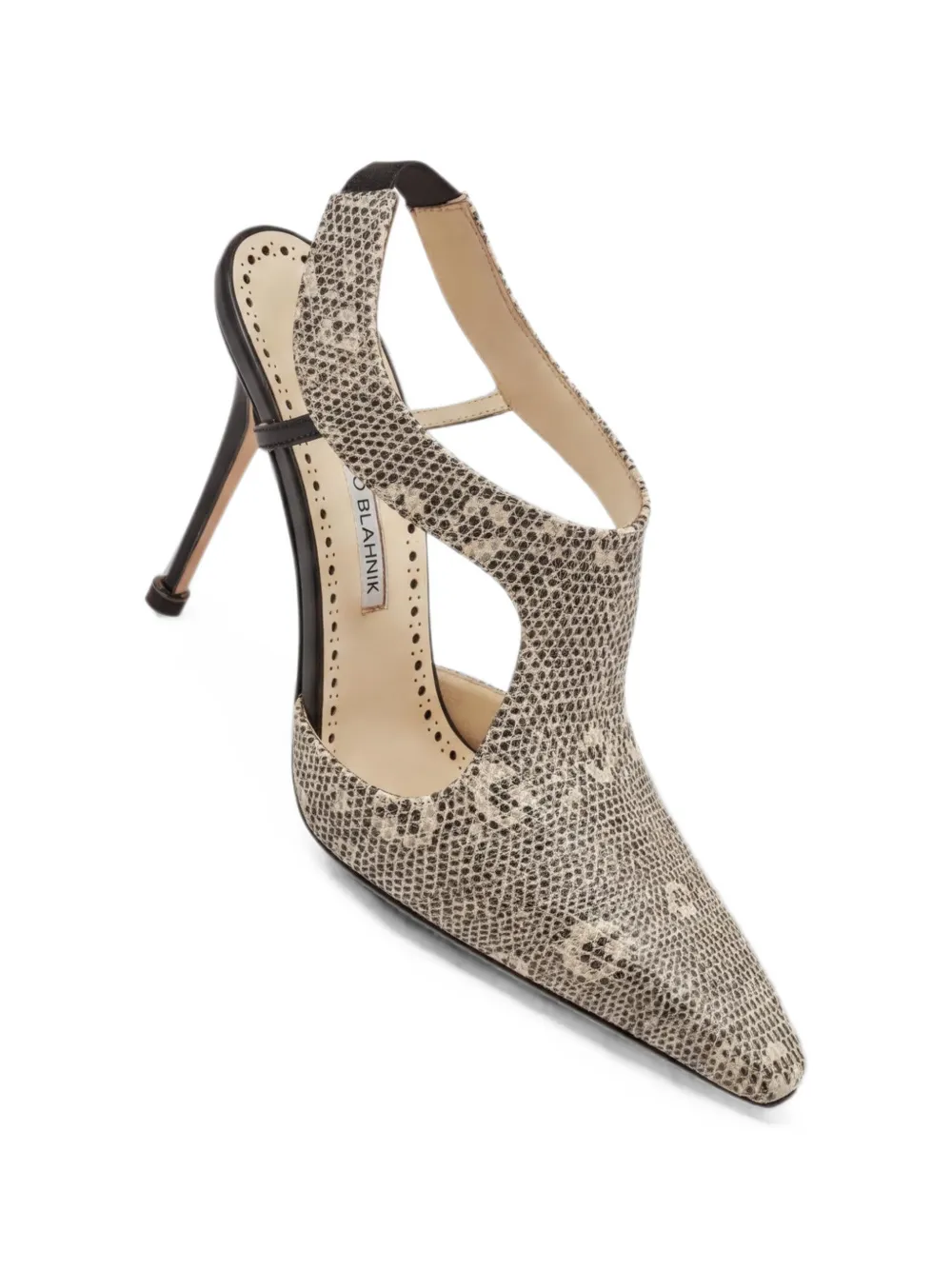 Manolo Blahnik Polignac snakeskin-pattern mules Grijs