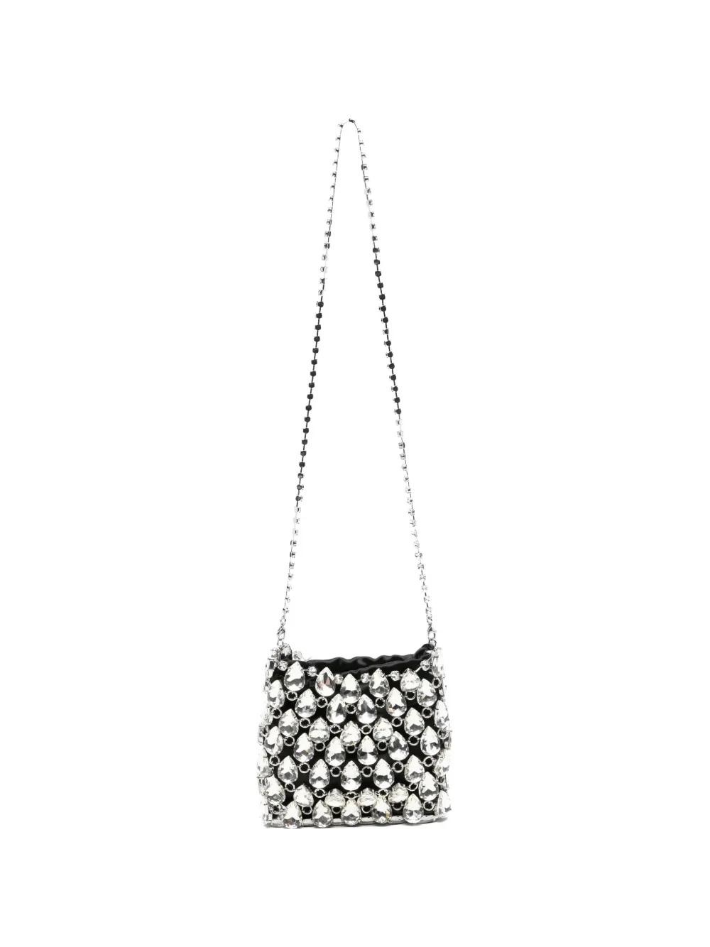 Self-Portrait mini crystal-chainmail clutch bag - Nero