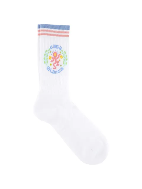 Casablanca logo-intarsia ribbed-knit socks