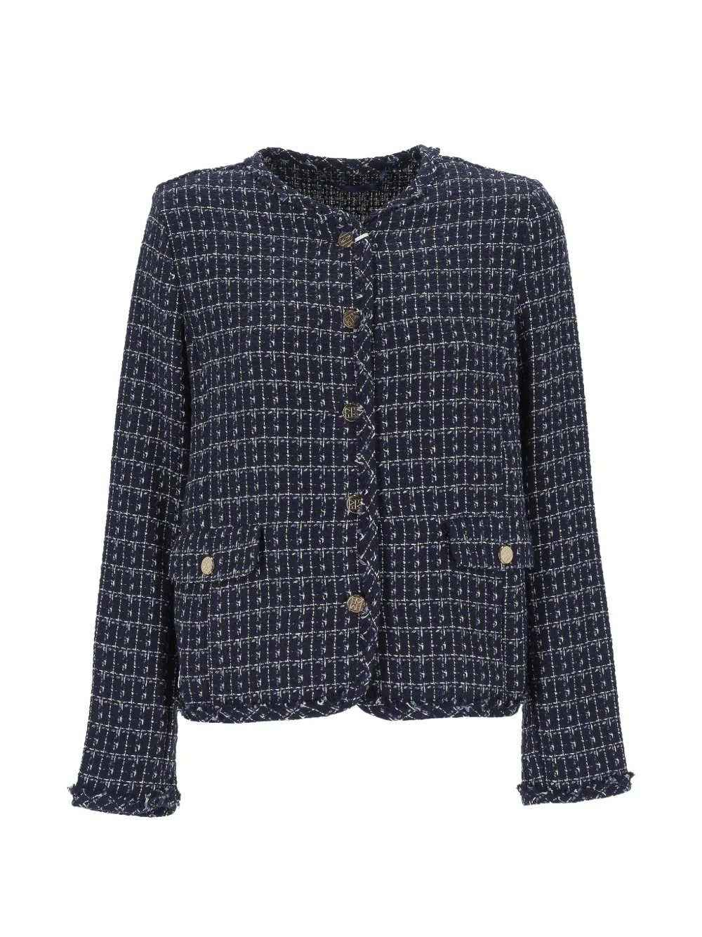 Marella Woven-texture Jacket In Blue