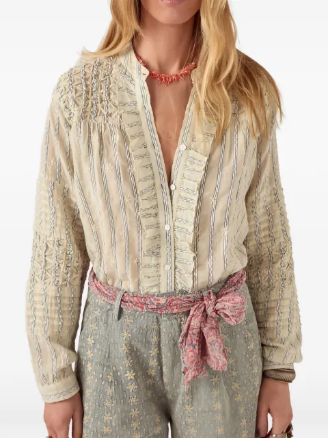 MAISON HOTEL ruffled striped shirt