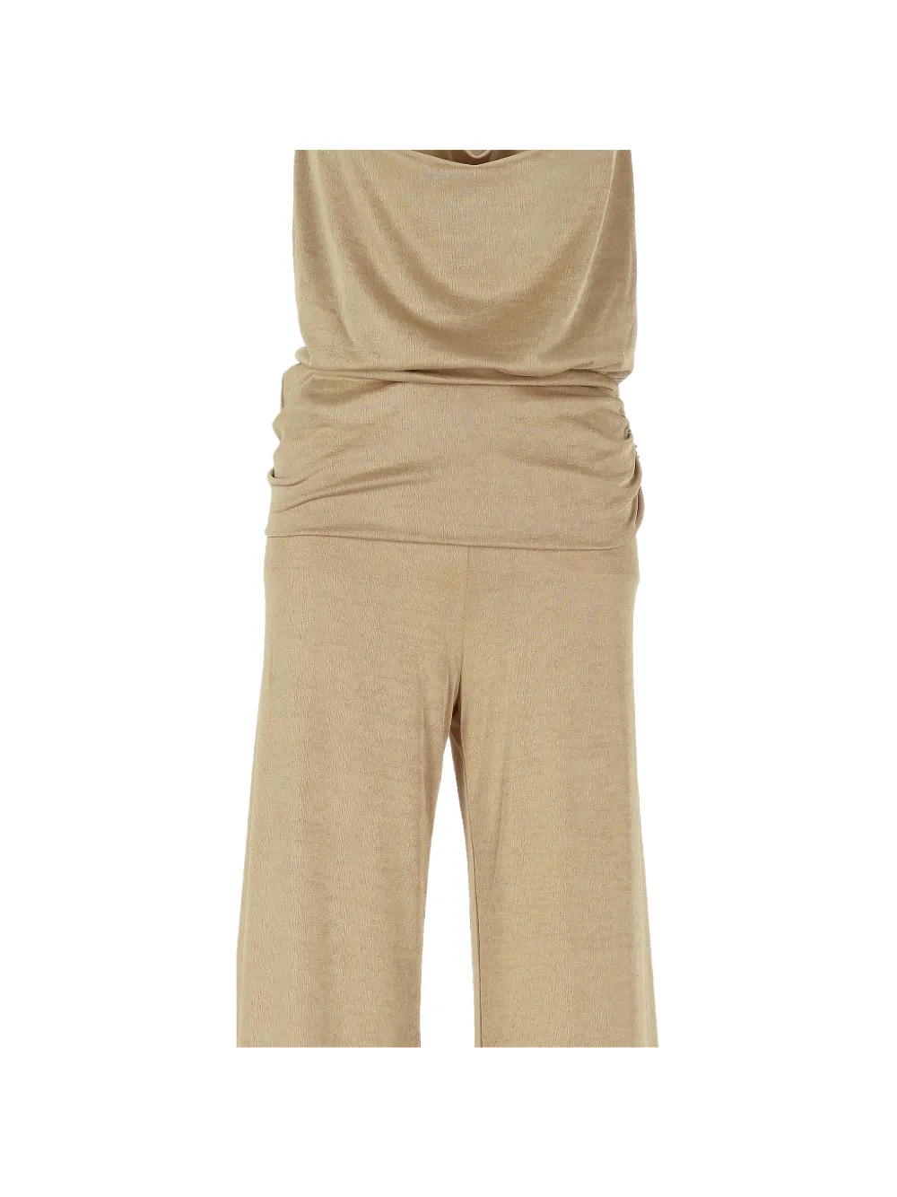 THE ANDAMANE Carla jumpsuit met col en ruches Beige