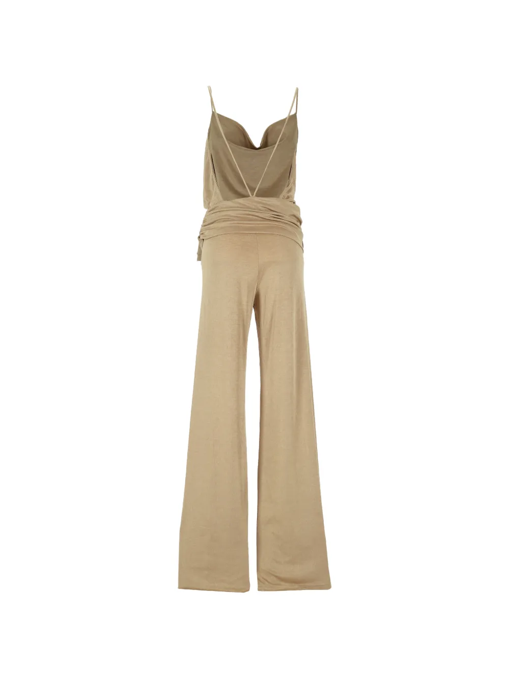 THE ANDAMANE Carla jumpsuit met col en ruches Beige