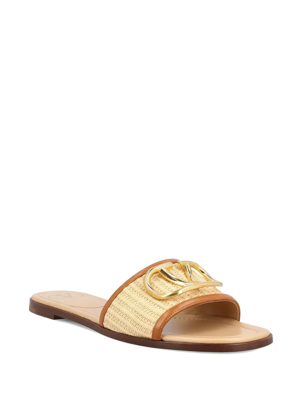 Valentino Garavani VLogo Signature raffia-effect sandals Beige