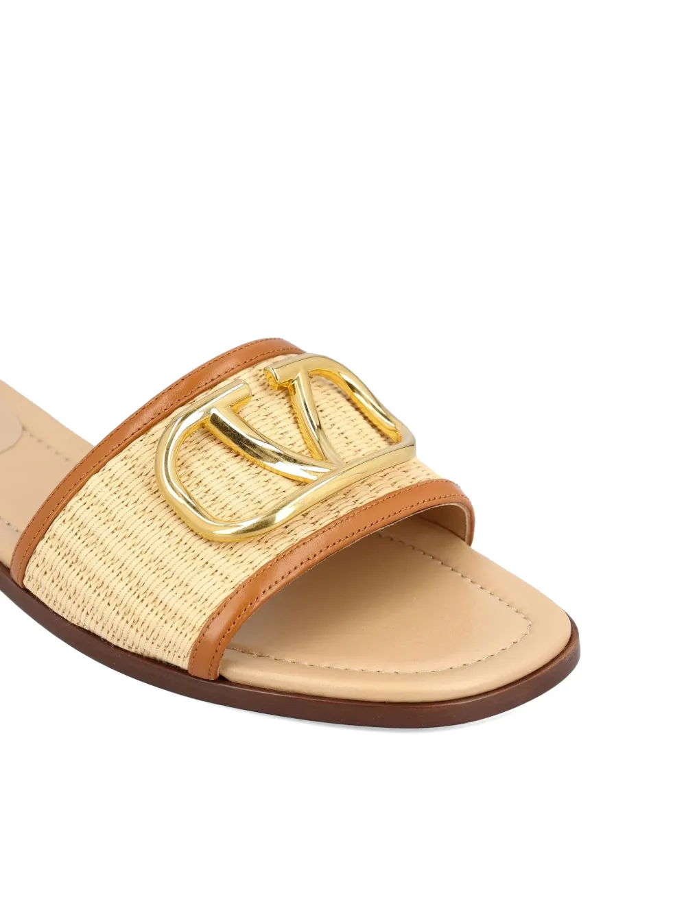 Valentino Garavani VLogo Signature raffia-effect sandals Beige