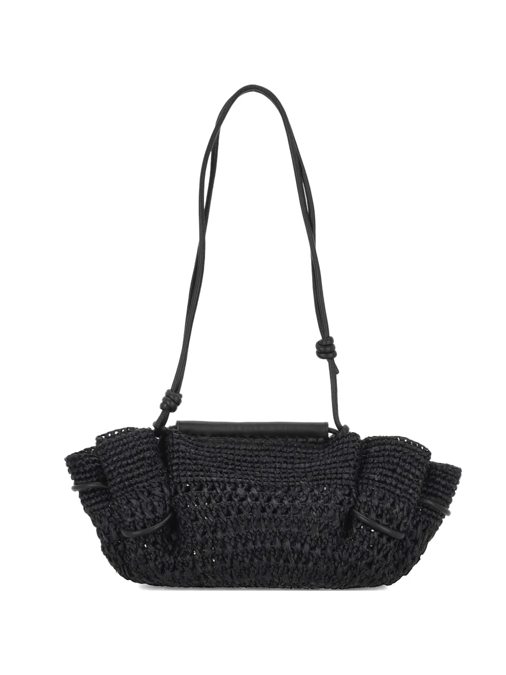 Hereu mini Arta woven-raffia leather-handle shoulder bag - Nero