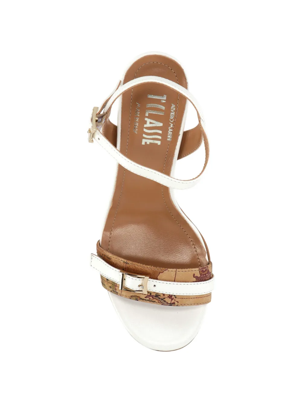 ALVIERO MARTINI 1° CLASSE Geo Map-print buckle-detail sandals Wit