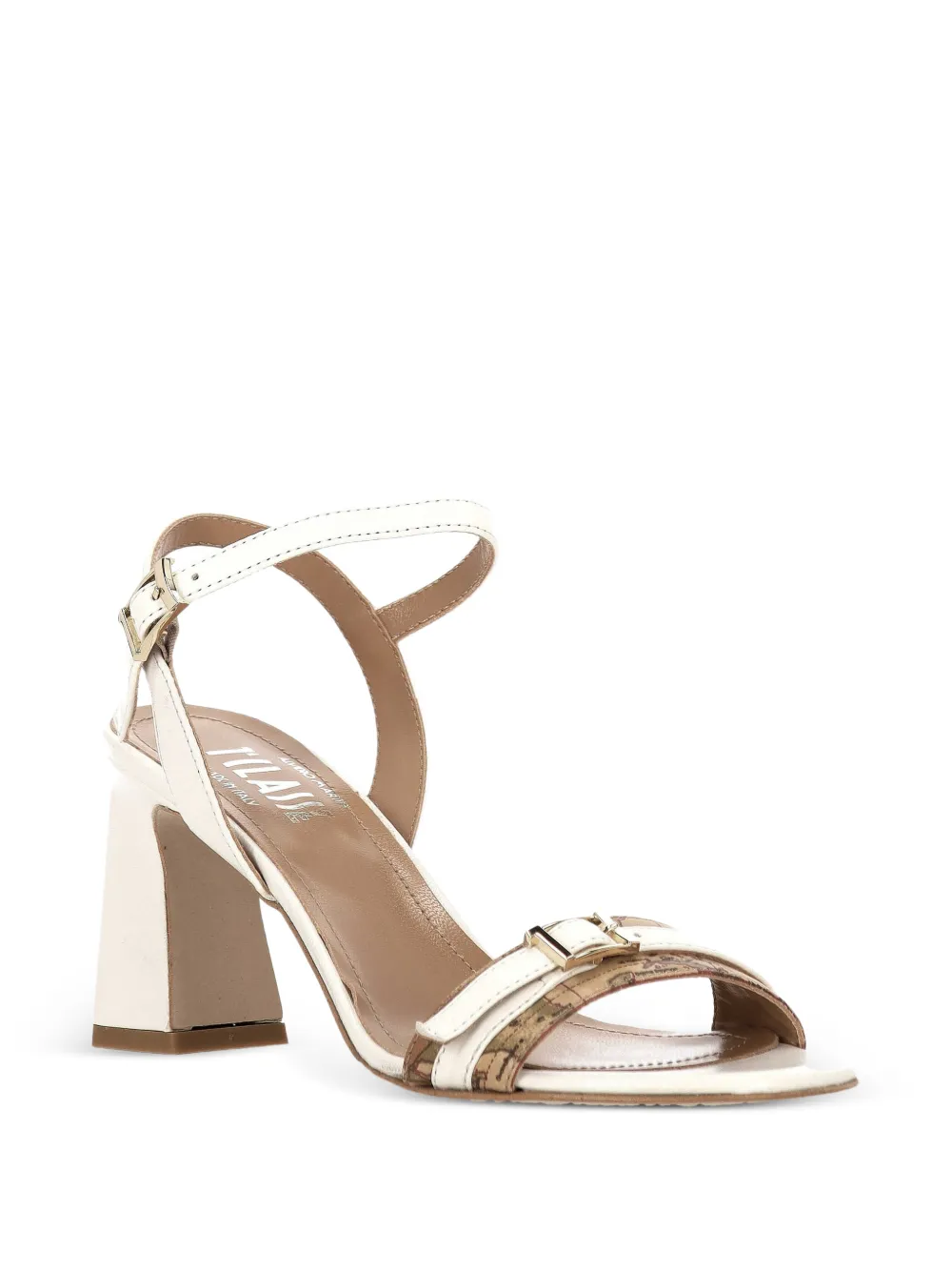 ALVIERO MARTINI 1° CLASSE Geo Map-print buckle-detail sandals Wit