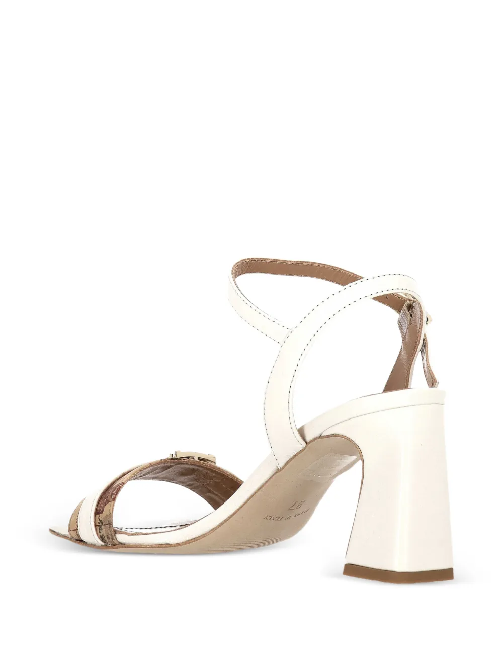 ALVIERO MARTINI 1° CLASSE Geo Map-print buckle-detail sandals Wit
