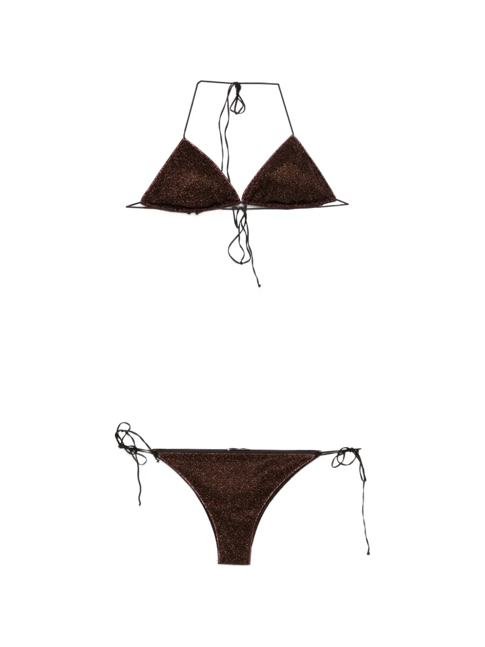 Oséree glitter-effect triangle bikini - Marrone