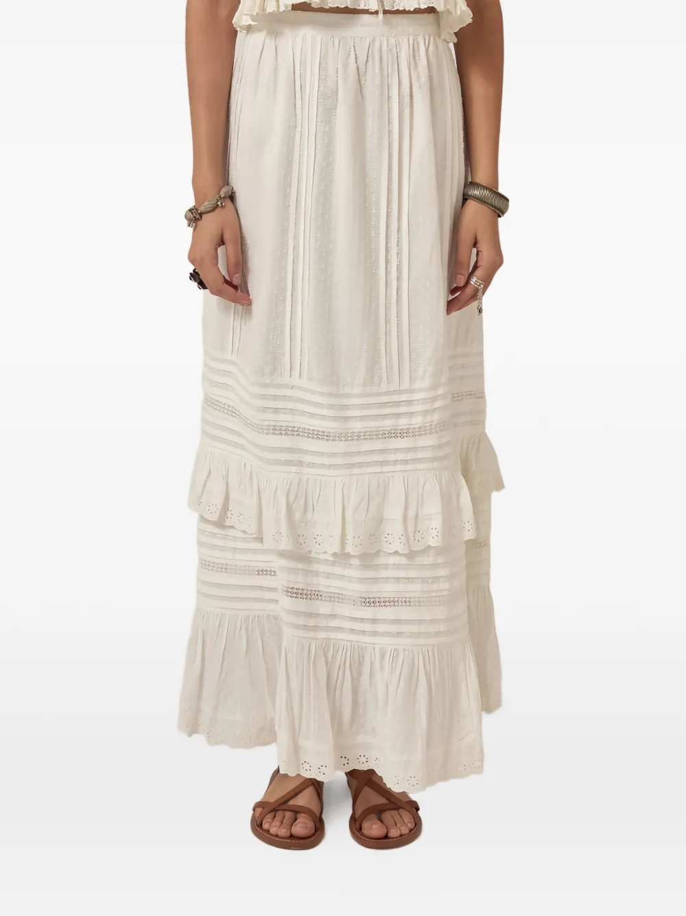 MAISON HOTEL Allegra ruffled plumeti maxi skirt - Bianco