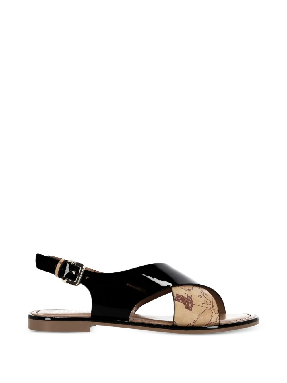 ALVIERO MARTINI 1° CLASSE Geo-Map crossover-strap sandals - Nero