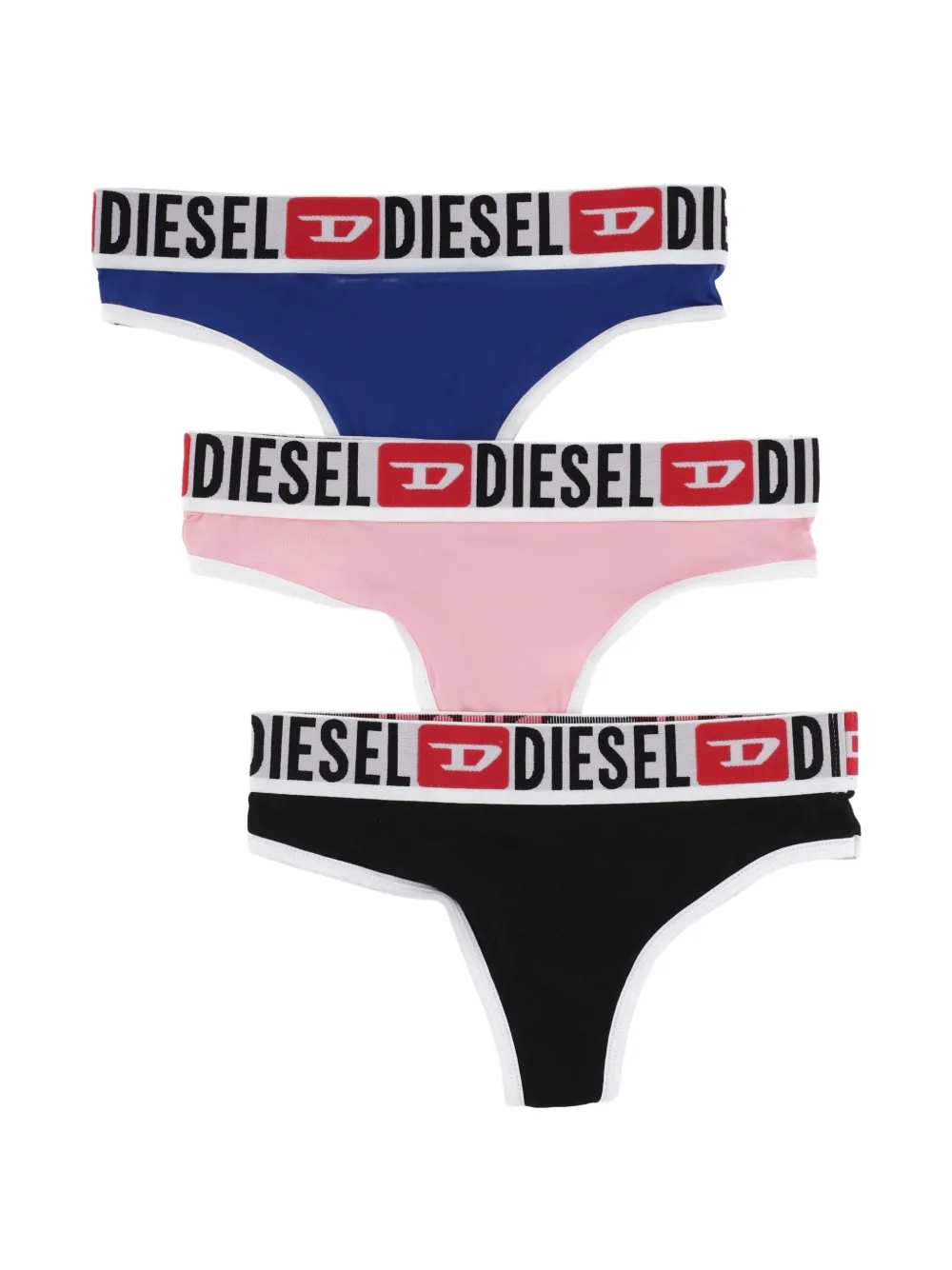 Diesel logo-waistband thongs (set of three) - Schwarz
