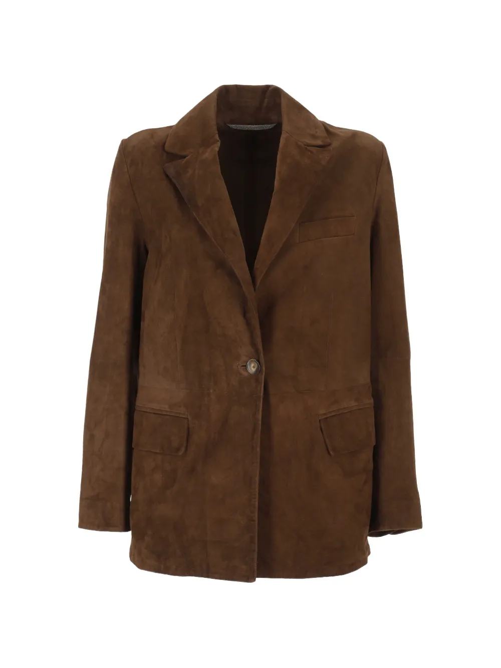 The Jackie Leathers suede notch-lapel jacket - Marrone