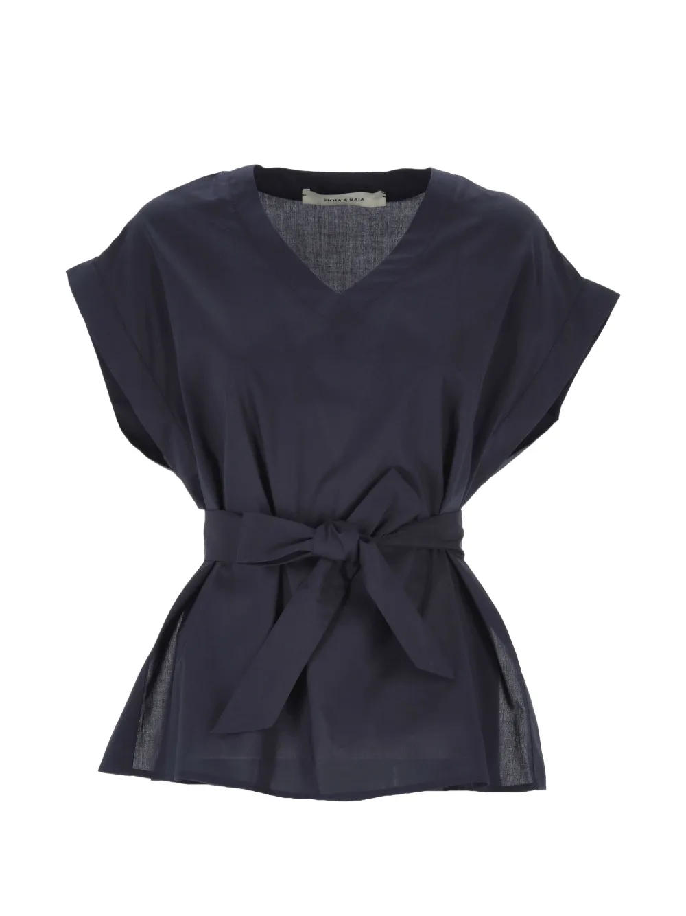 EMMA E GAIA belted V-neck shirt - Blu