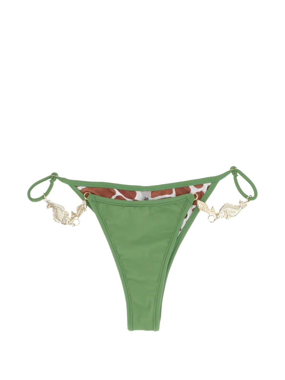 Reina Olga Fish-embellished Bikini Bottoms In Green
