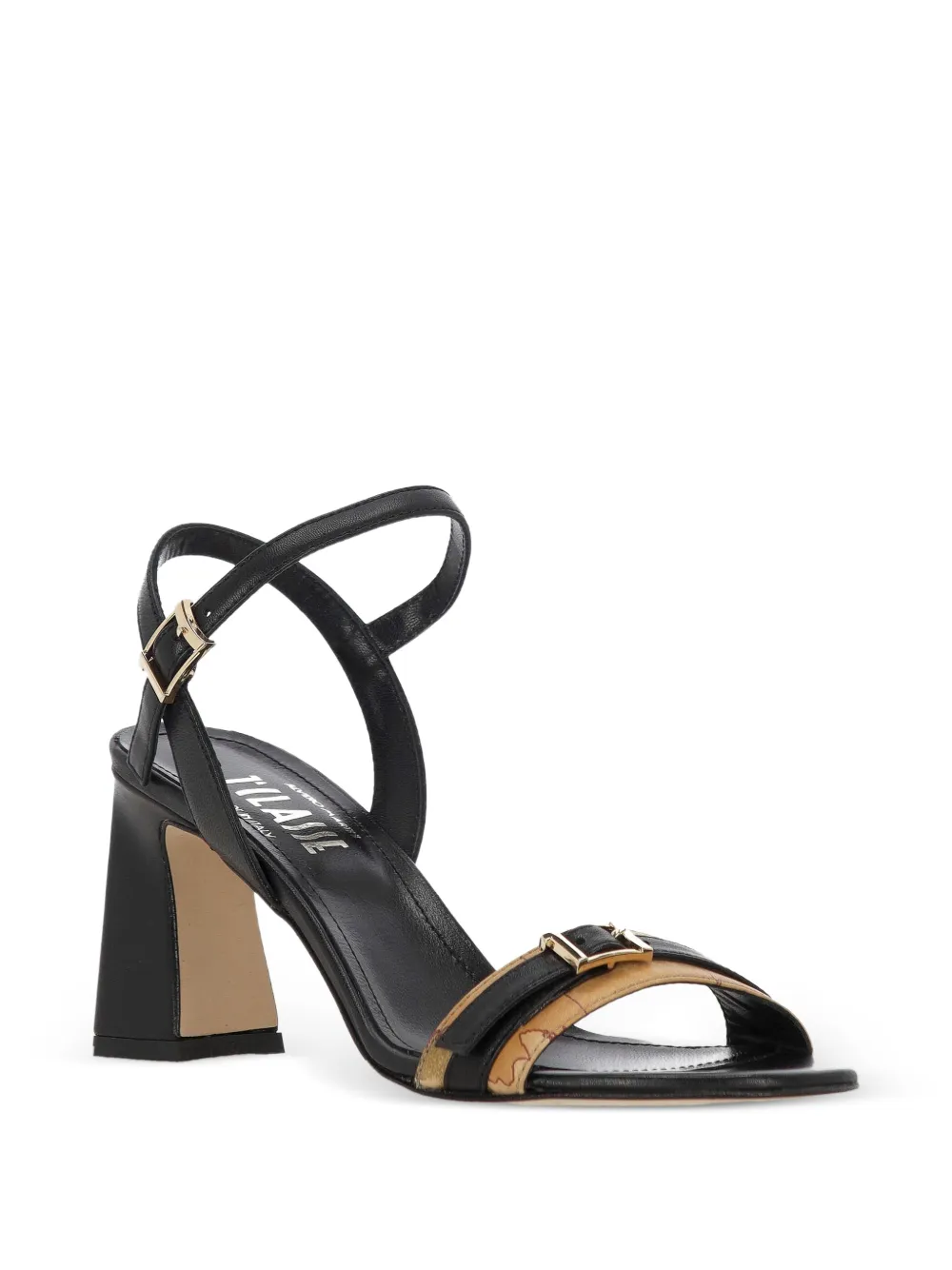 ALVIERO MARTINI 1° CLASSE Geo Map buckle-fastening sandals Zwart