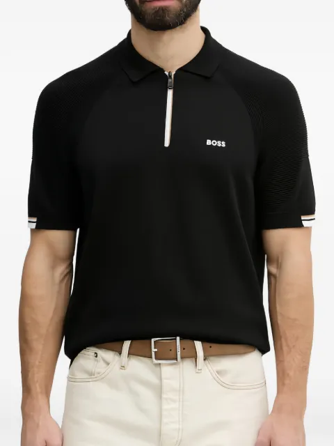 BOSS zip-fastening raglan-sleeve polo shirt 
