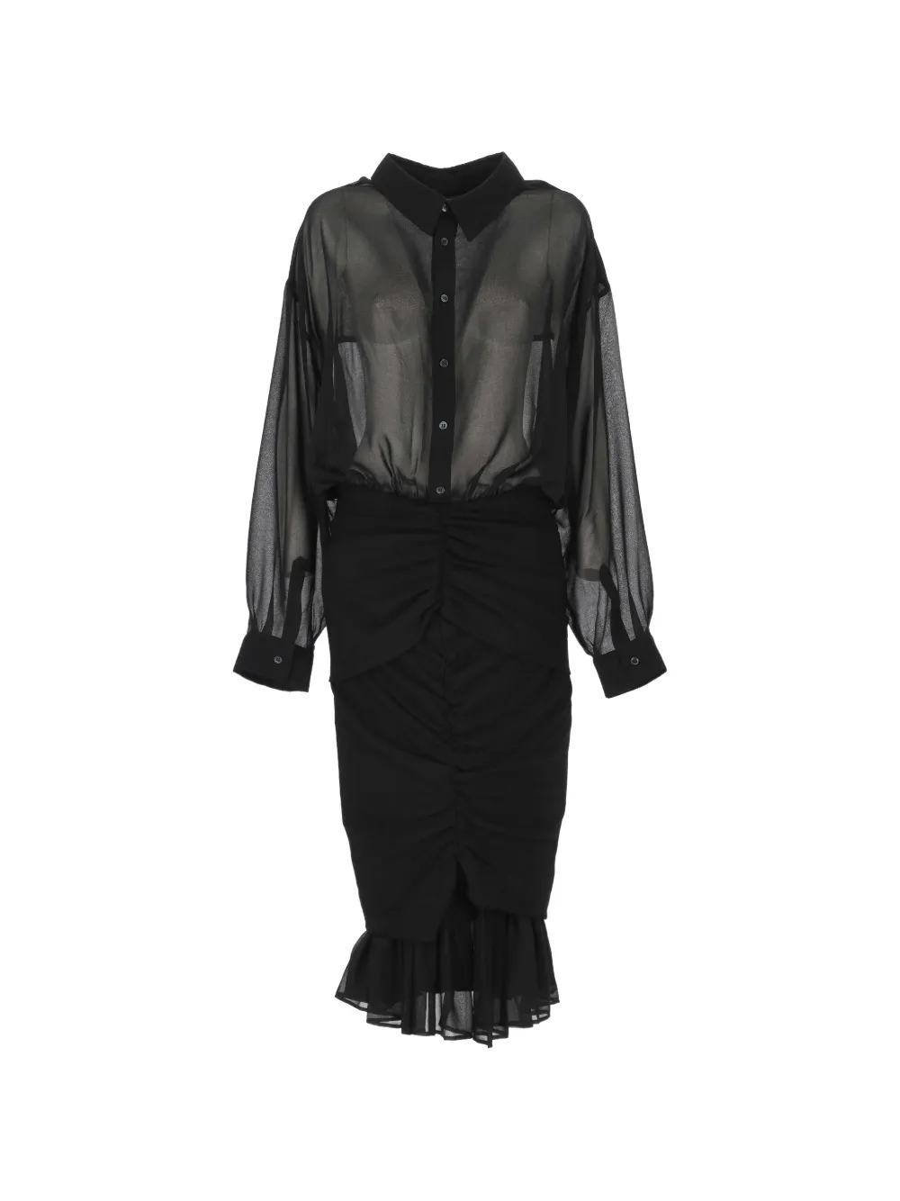 Jacquemus Siroco ruched sheer-panel midi dress - Schwarz