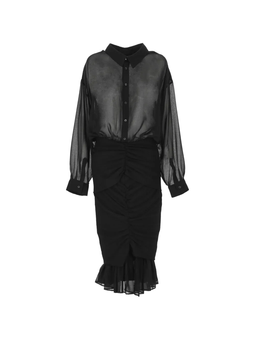 Jacquemus Siroco ruched sheer-panel midi dress - Black