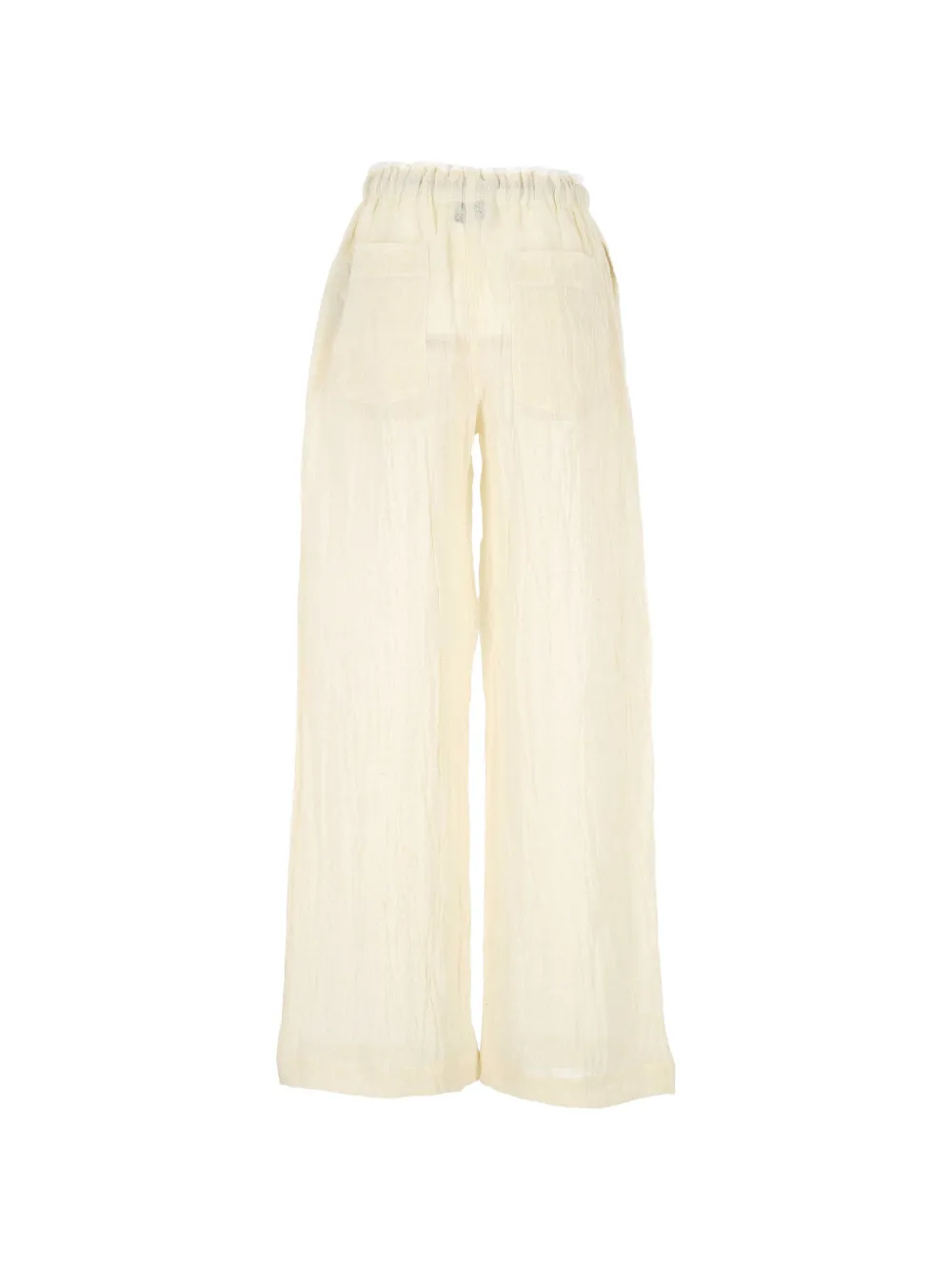 120% Lino Broek met wijde pijpen en trekkoord Beige