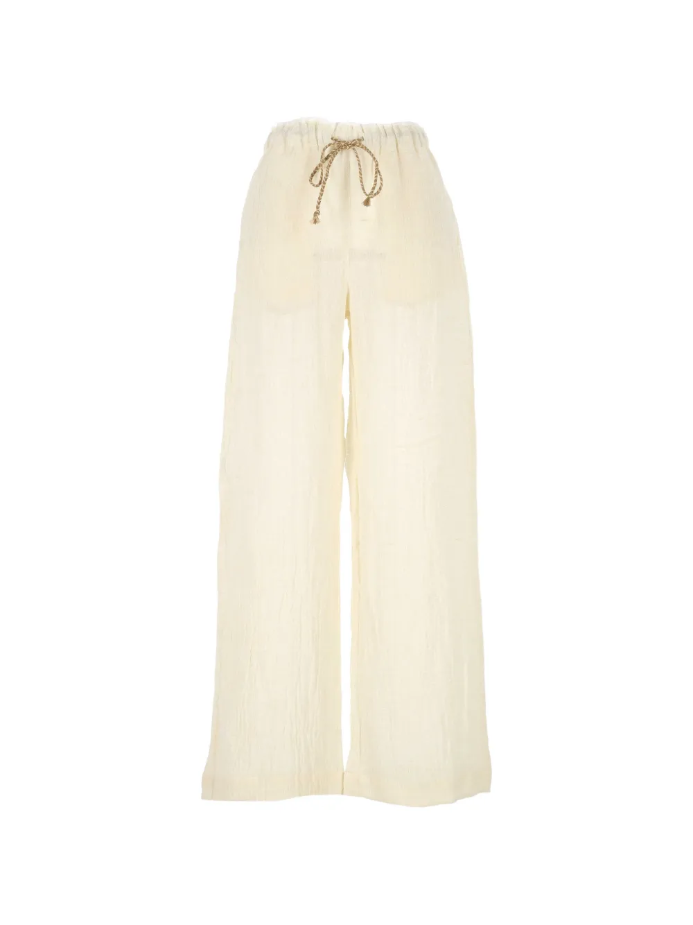 120% Lino drawstring wide-leg trousers - Toni neutri