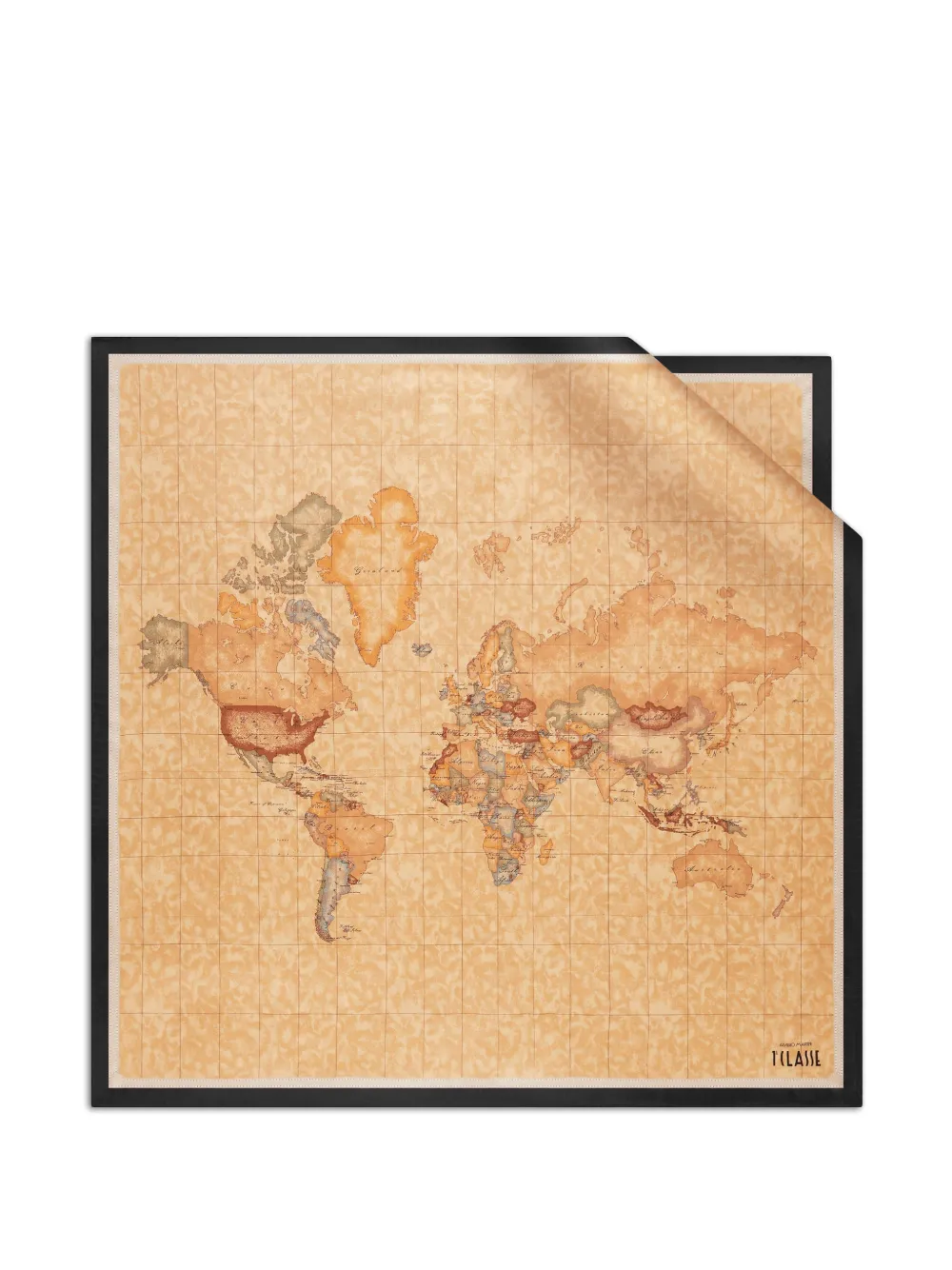 ALVIERO MARTINI 1° CLASSE Geo Map-print silk scarf - Marrone