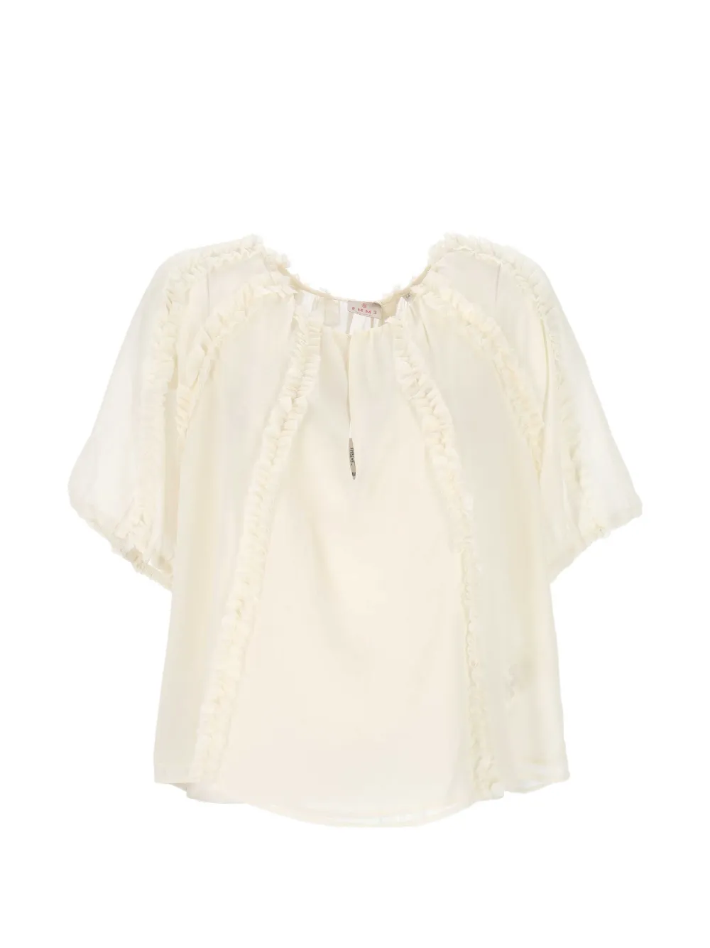 Marella ruffle-trimmed short-sleeve blouse - Toni neutri