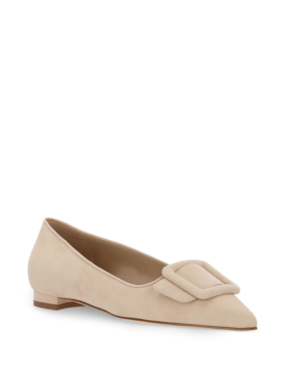 Manolo Blahnik Ballerina's met puntige neus en strik-detail Beige