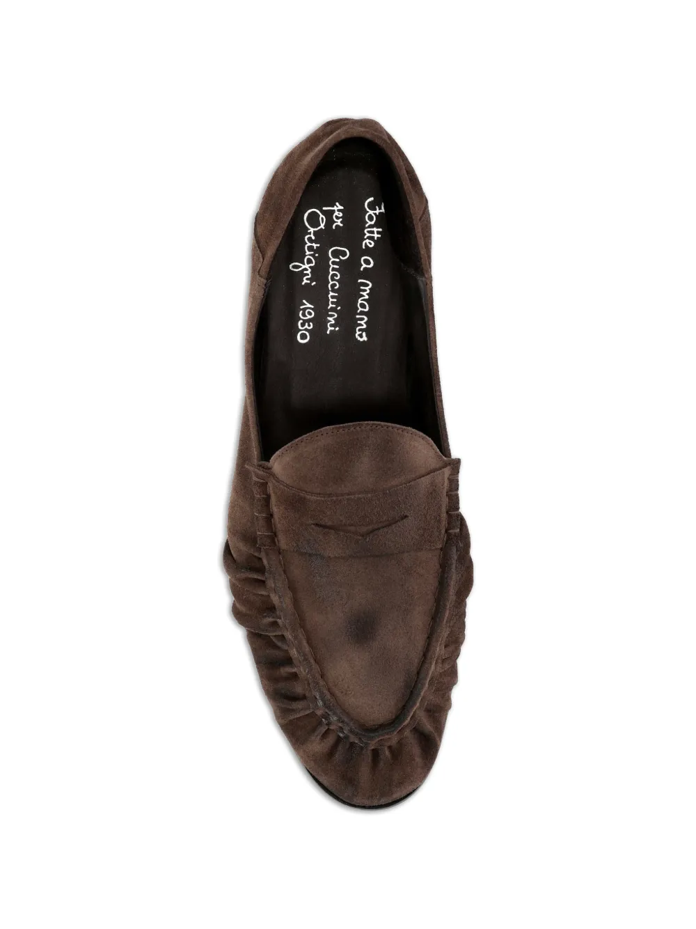 Ortigni Penny loafers met ruches Bruin