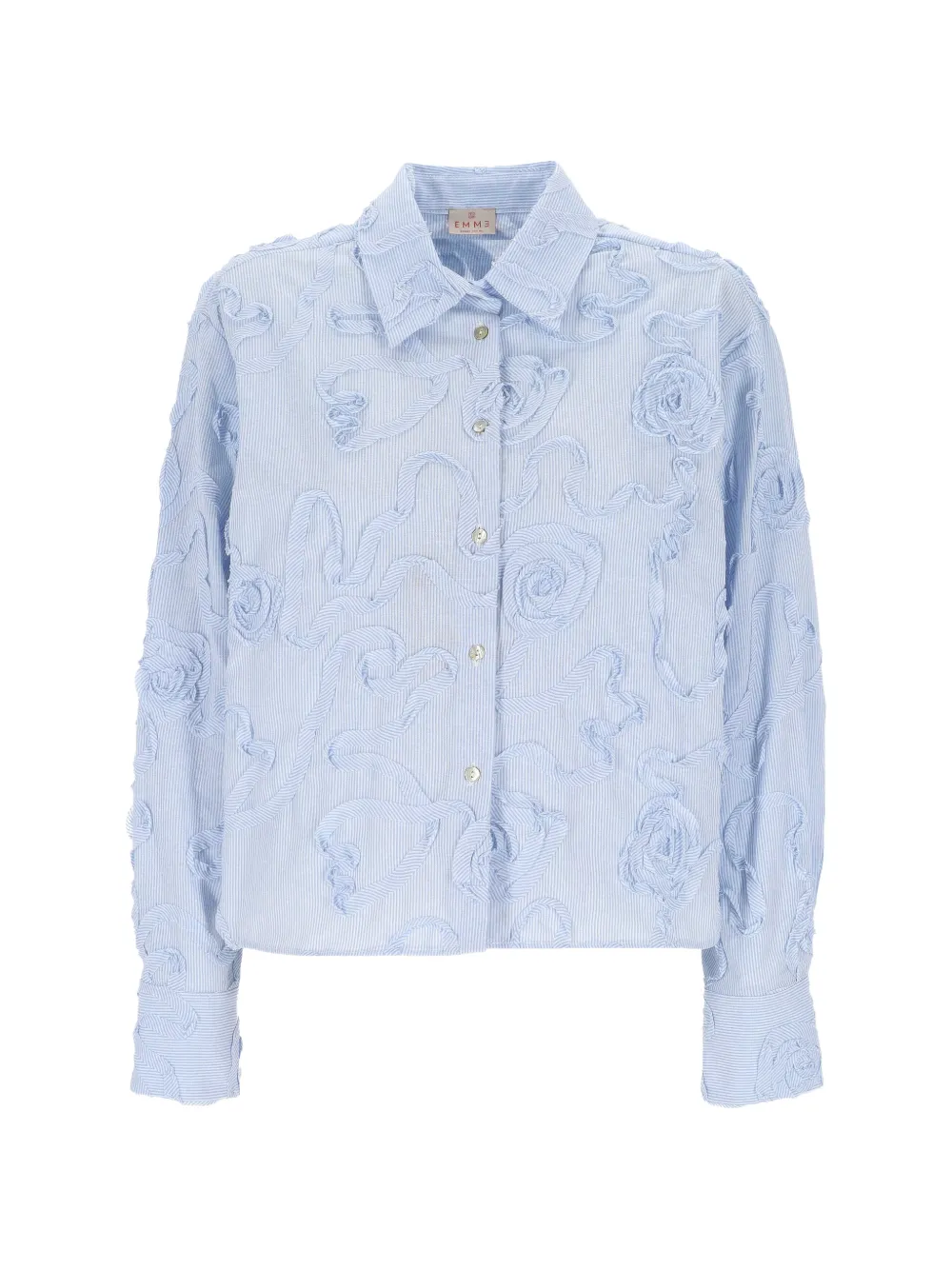 Marella floral-embroidered striped shirt - Blu