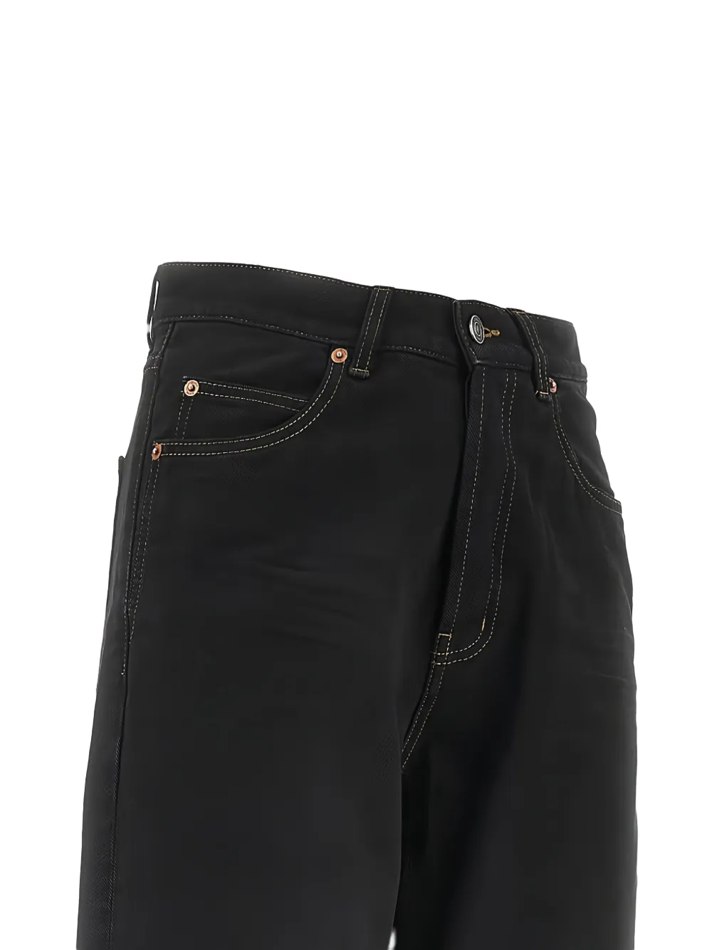  Saint Laurent Vaqueros Anchos Con Costuras En Contraste - Negro 