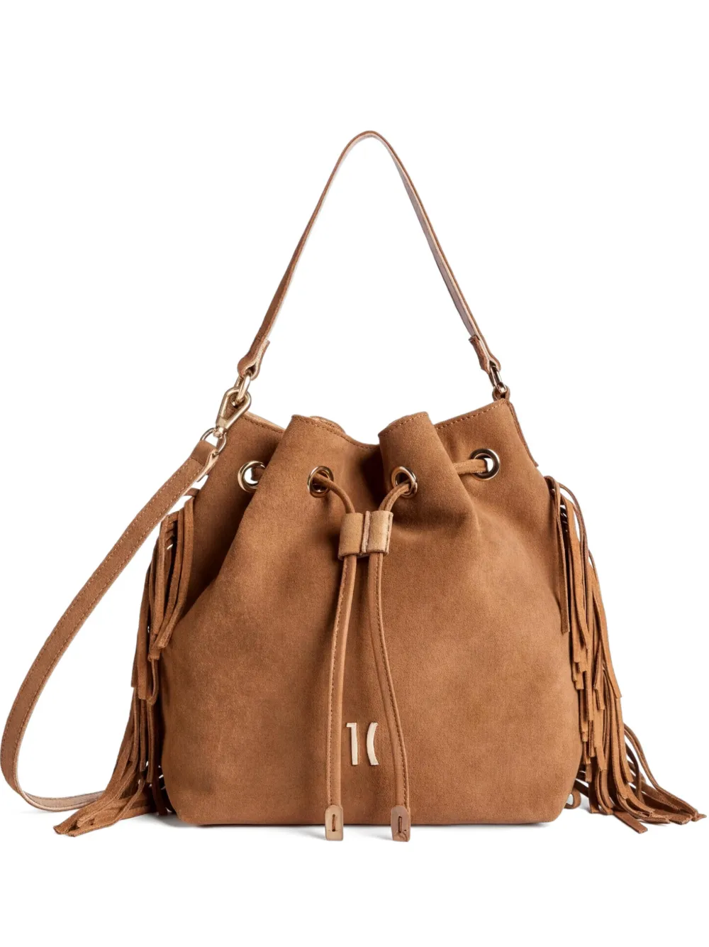 ALVIERO MARTINI 1° CLASSE fringe-detail suede shoulder bag - Braun