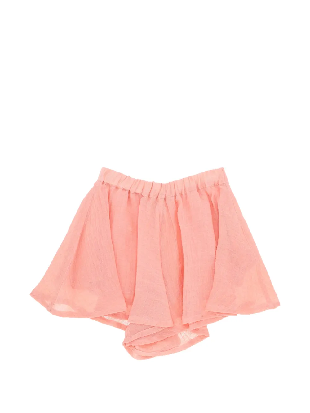 120% Lino Elasticated Flared Shorts In Pink