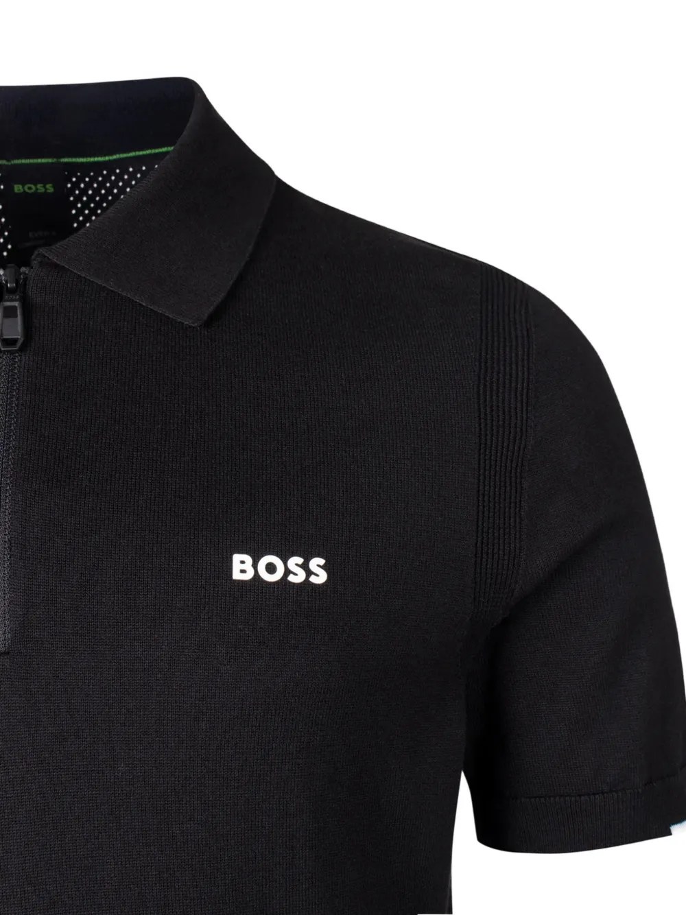 BOSS T-shirt met logo-patch en kwartrits Zwart