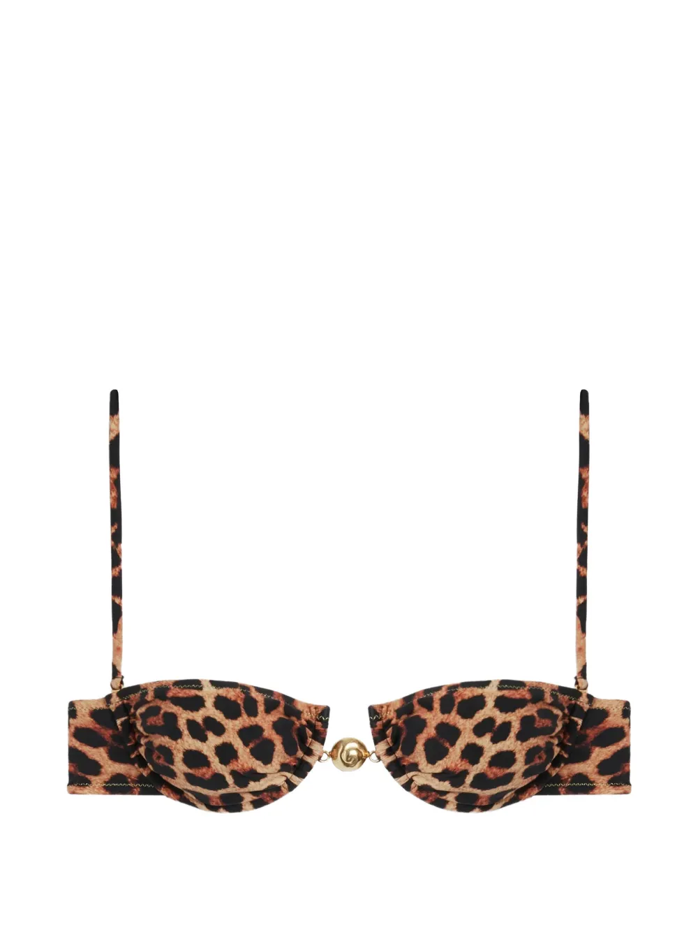 Reina Olga Hammond leopard-print bikini top - Marrone