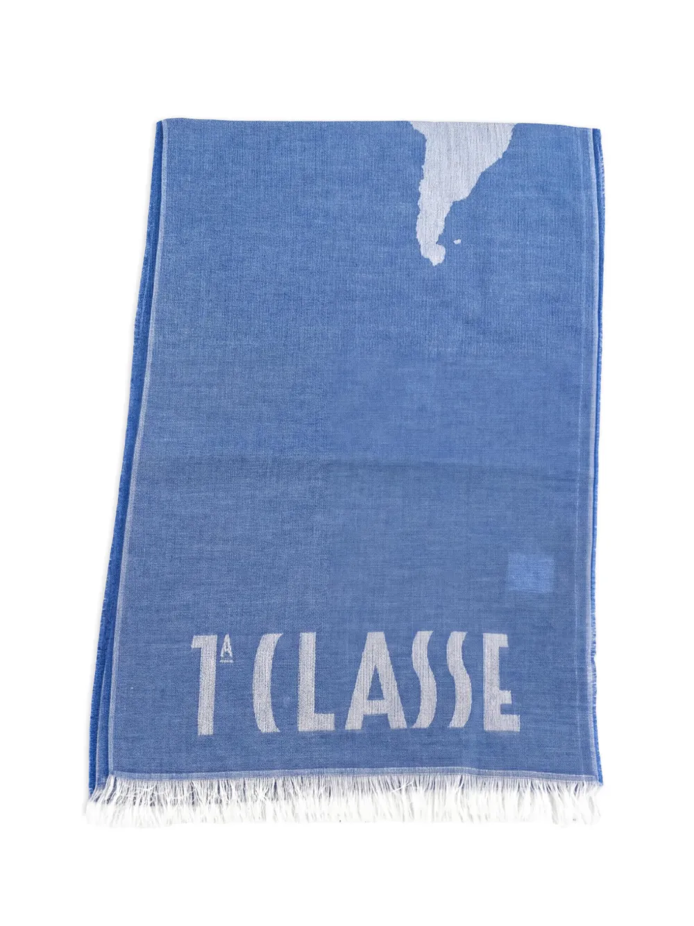 ALVIERO MARTINI 1° CLASSE Map-print fringed scarf - Blu