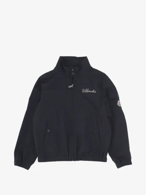 Moncler Enfant Jaqueta com logo bordado e zíper