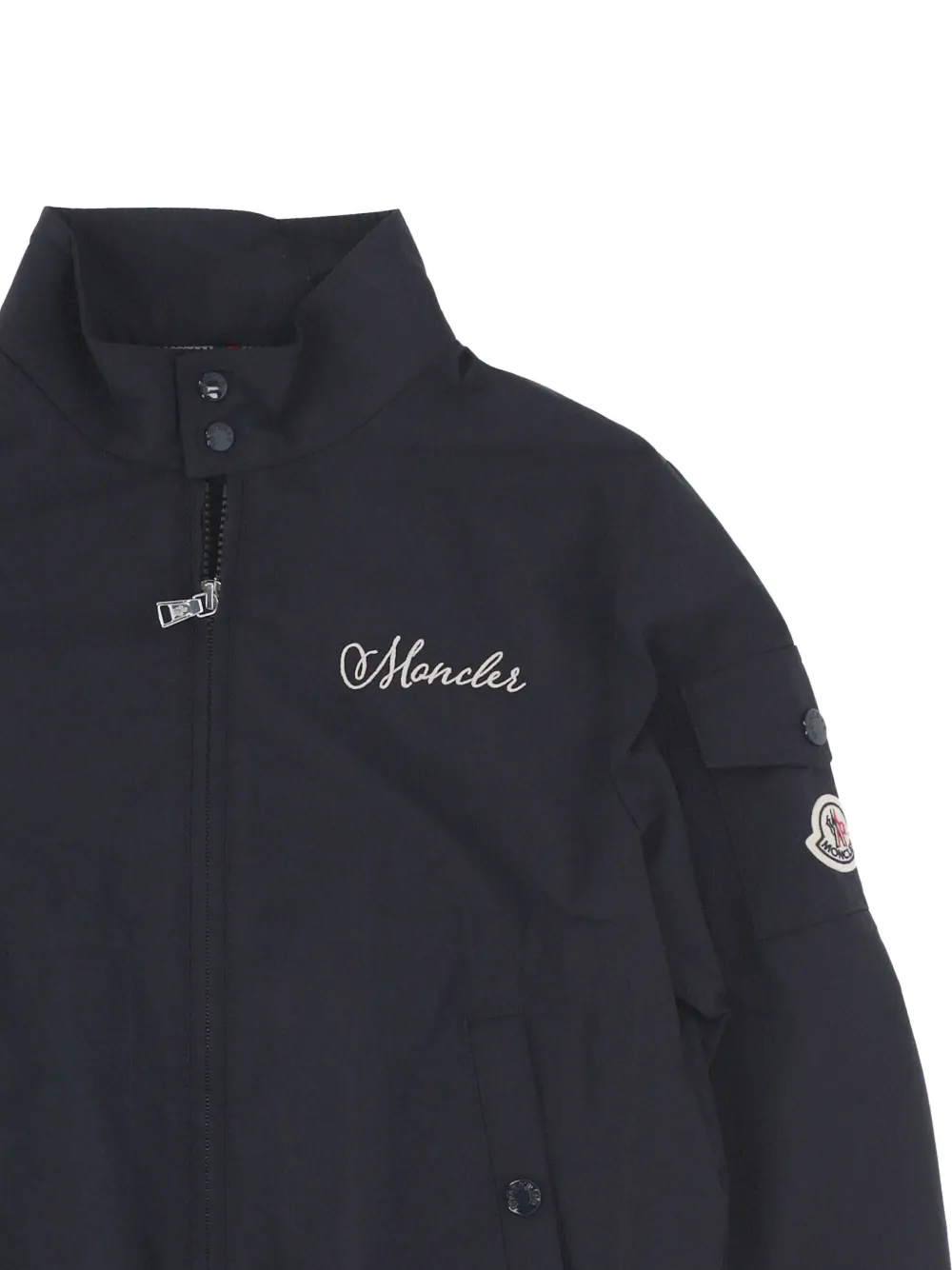 Moncler Enfant Jack met geborduurd logo en rits Blauw