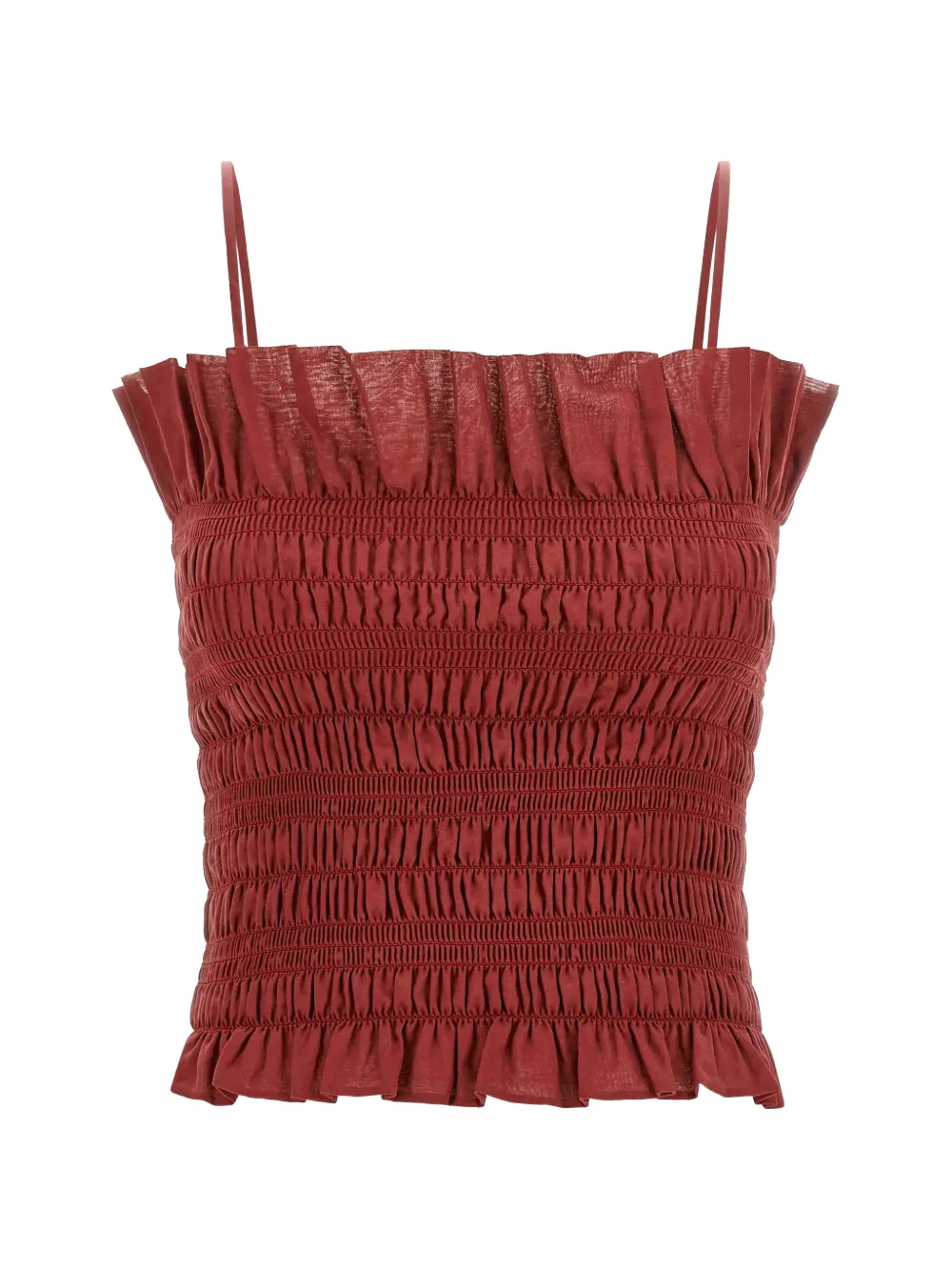 THE ANDAMANE Suri gesmockte top met ruches Rood