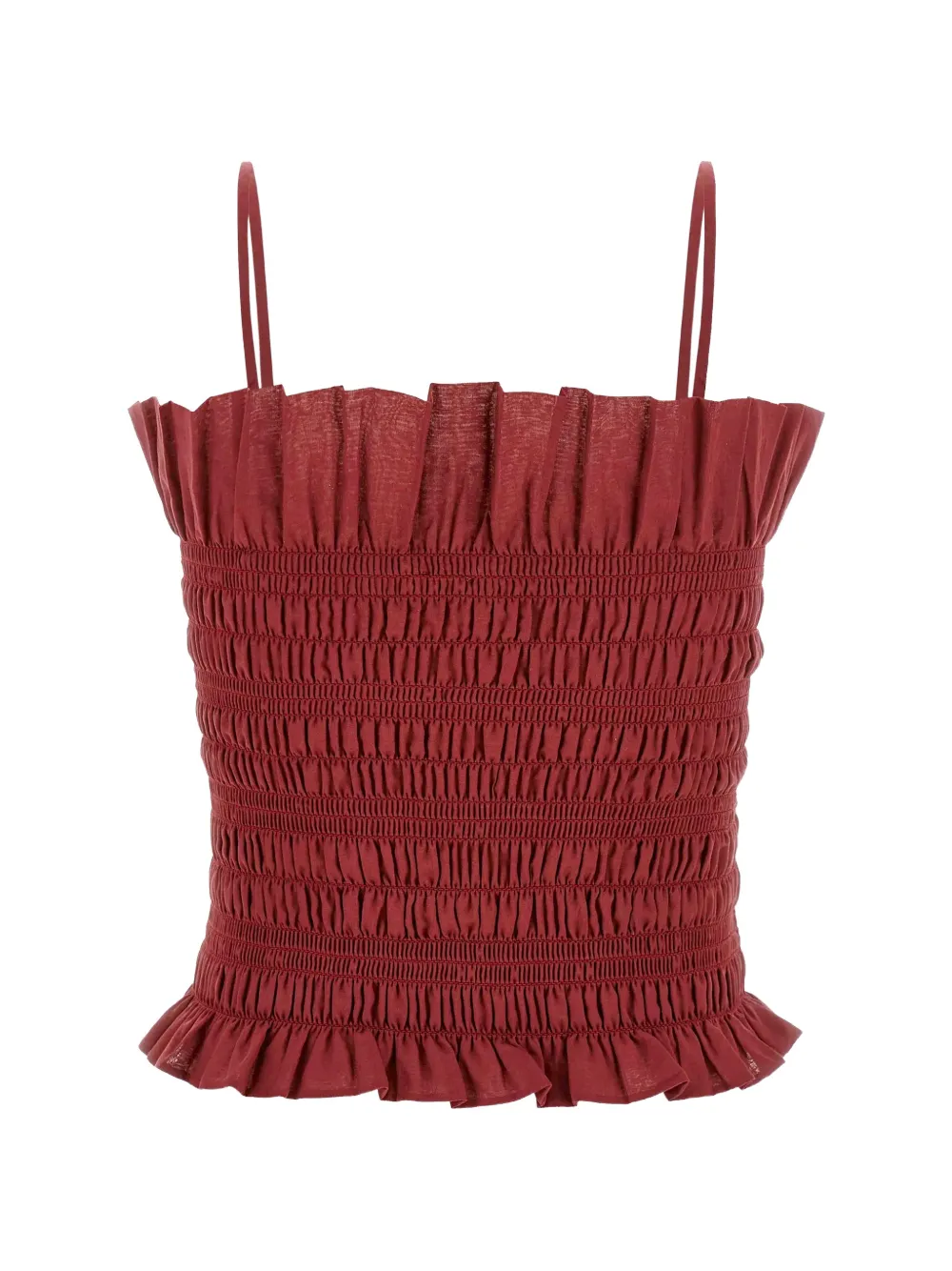 THE ANDAMANE Suri smocked ruffled top - Rot