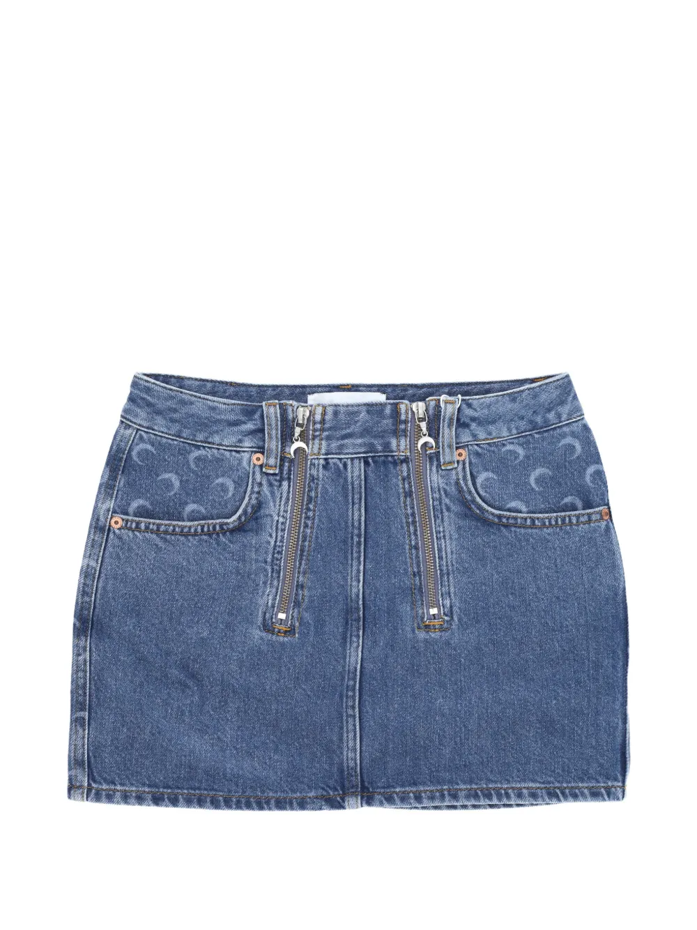 Marine Serre Crescent Moon-print zip-detail skirt - Blu