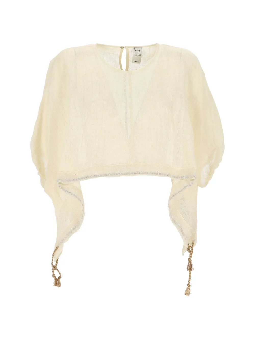 120% Lino tassel-detail asymmetric-hem blouse - Toni neutri