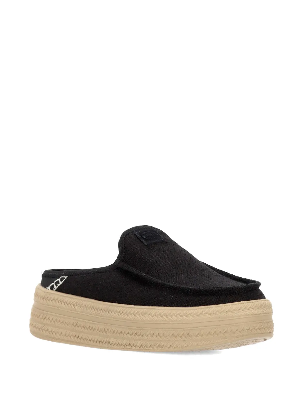 Hey Dude Austin Platform Backless Espadrilles In Black