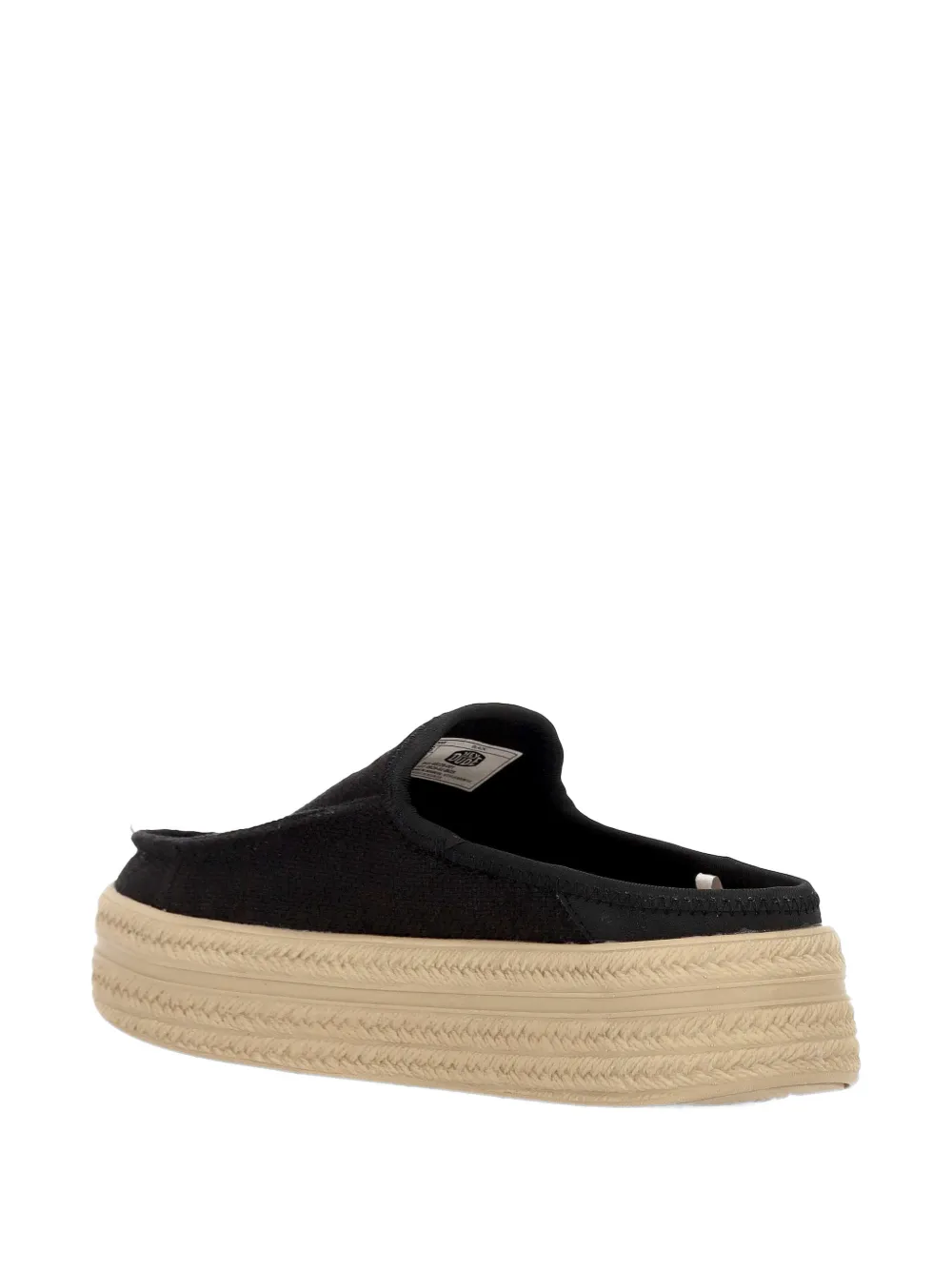 Hey Dude Austin Platform Backless Espadrilles In Black
