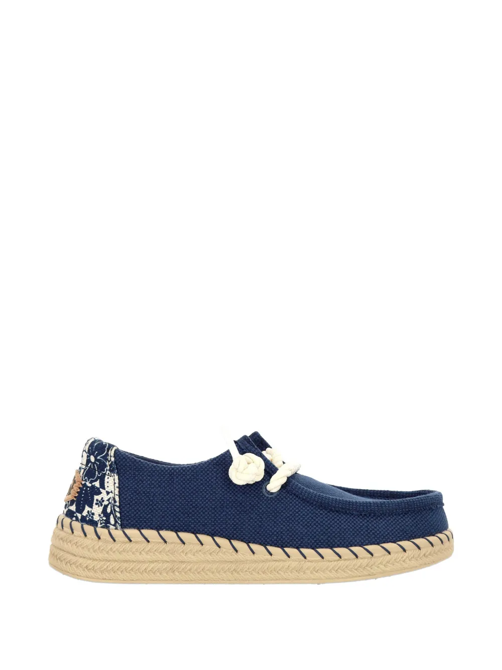 Hey Dude Wendy Floral-print Rope-lace Loafers In Blue